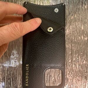 BANDOLIER Black Leather iPhone 11 Pro Crossbody Purse Phone case
